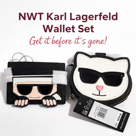 Karl Lagerfeld Handbags - NWT Karl Lagerfeld Cat Mini Purse & Card Holder – Designer Gift Set
